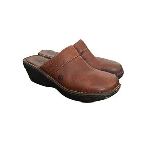 Born Women’s Leather Clogs W5634 Brown Comfort Slip On Shoes Size 10